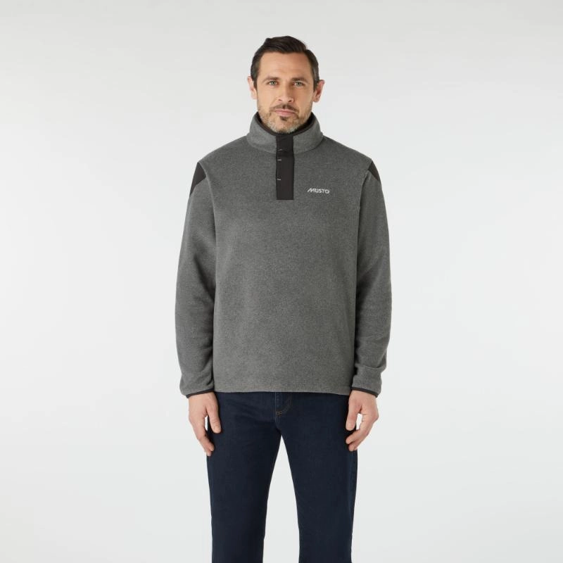 Musto Snap Pt Pullover Mens Fleece Jumper - Dark Grey Marl Grab the Deal Now