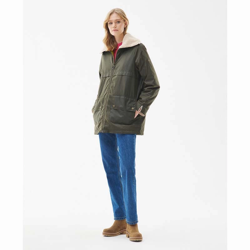 Barbour Pine Ladies Wax Jacket - Archive Olive Online Exclusive Deal Deal of the Day