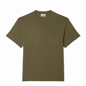 Limited Time Hot Deal Lacoste Cotton T-Shirt With Breast Pocket Khaki