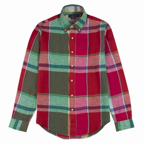 Polo Ralph Lauren L/S Linen Check Shirt Red / Green Multi Unmissable Deal Today