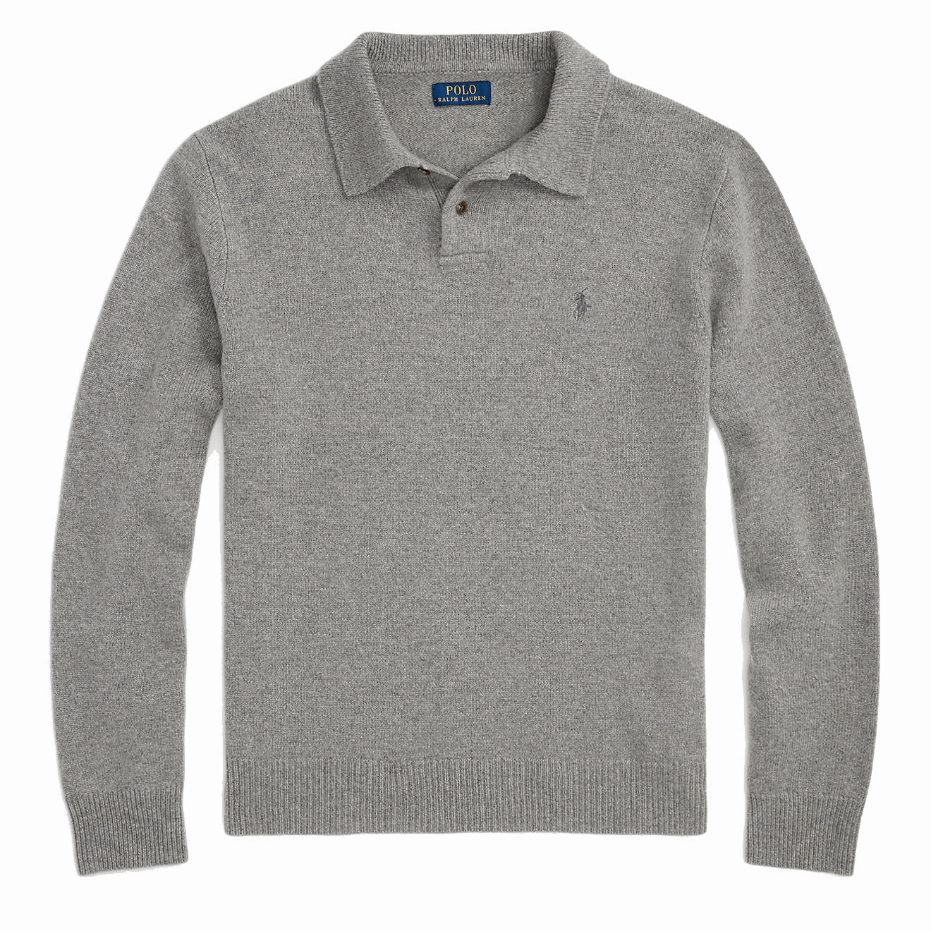 Polo Ralph Lauren Wool-Cashmere Polo-Collar Jumper Fawn Grey Heather Exclusive Savings Event