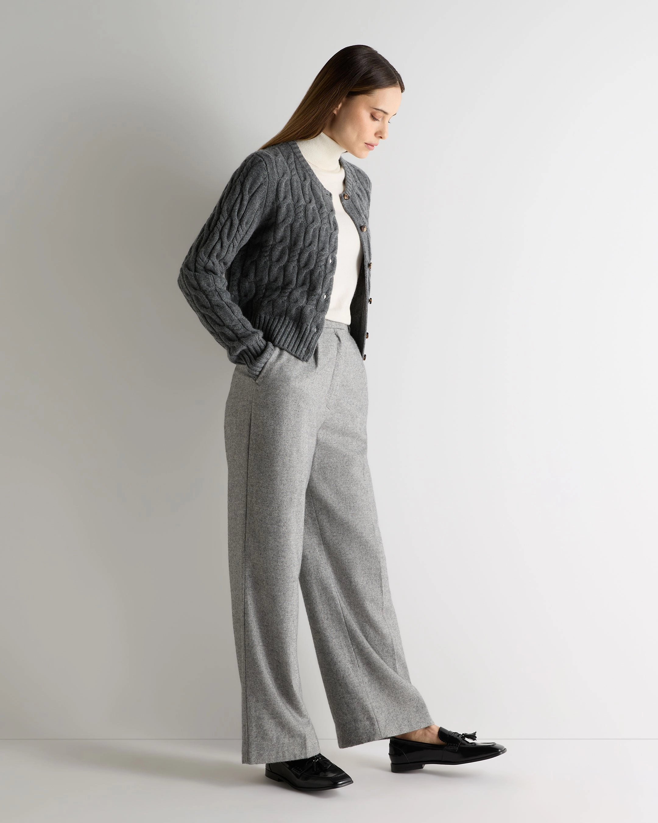 MustHave Gift Ideas Big Savings Today Women'S Cable Cashmere Cardigan Elephant Grey