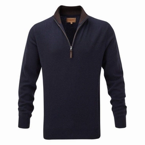 Flash Offer Today Schoffel Merino 1/4 Zip With Contrast Trims - Navy / Mocha