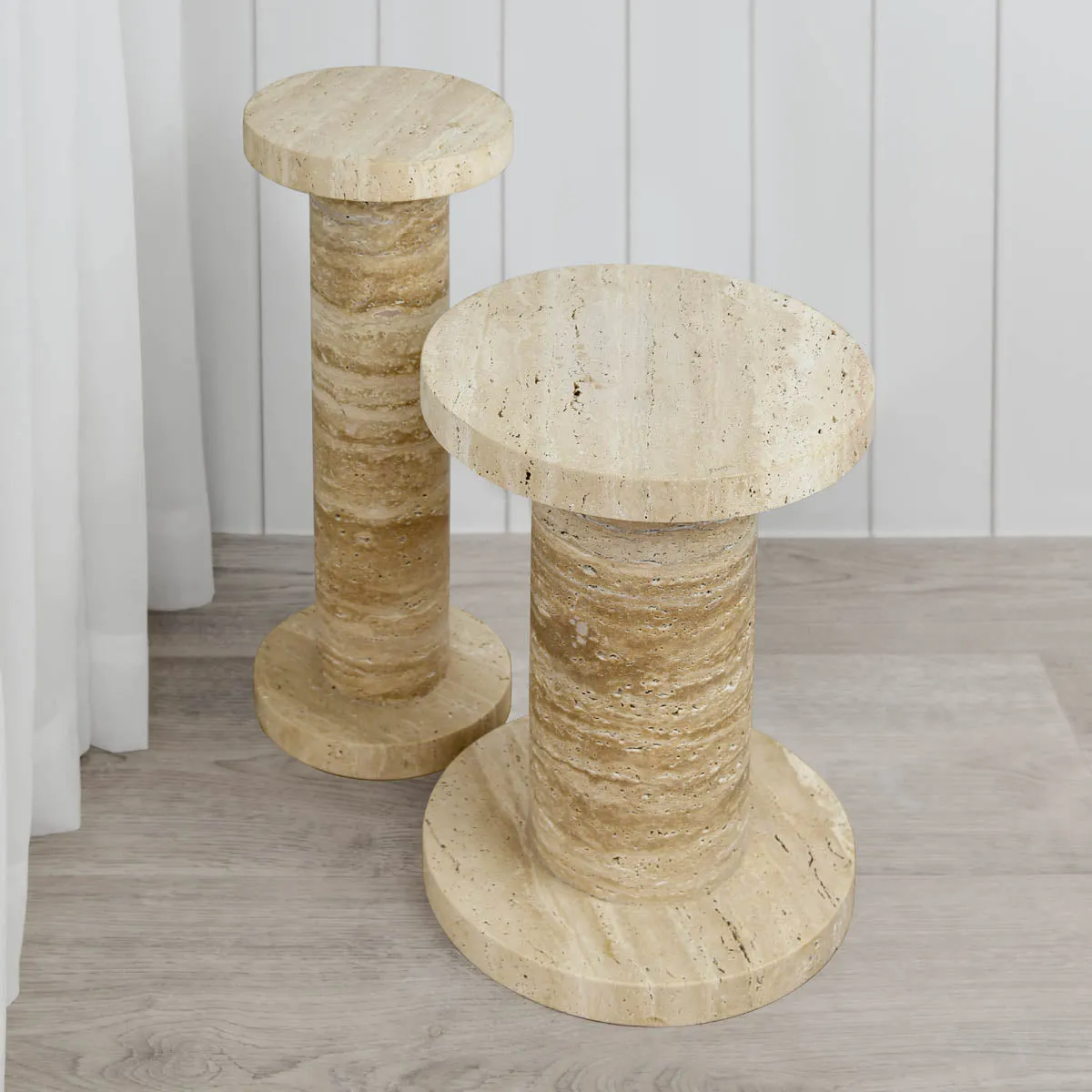 Olin Side Tables (Set of 2, Travertine)