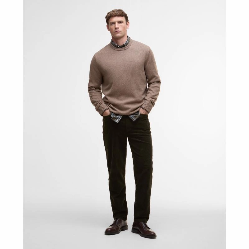 Barbour Kelson Mens Crew Neck Jumper - Stone Surprise Offer Now