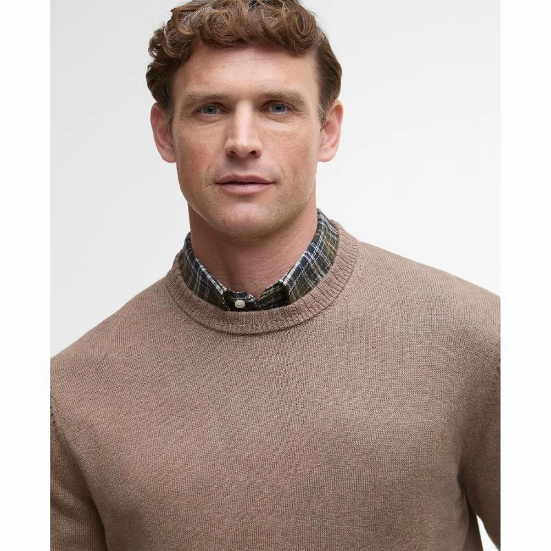 Dont Wait Save Surprise Discount Today Barbour Kelson Mens Crew Neck Jumper - Stone