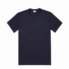 Sunspel Relaxed Fit Heavyweight Supima Cotton TShirt Navy Sale Ending Soon