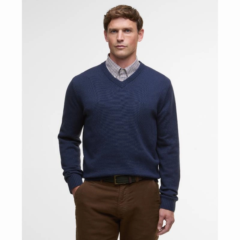 Barbour Kelson Mens V-Neck Jumper - Navy Price Drop Alert