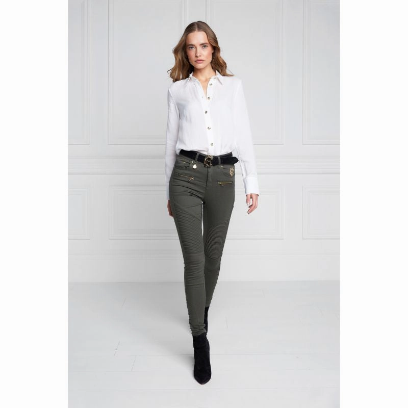 Holland Cooper Biker Ladies Jeans - Hunter Green MustHave Gift Ideas Hot Sale Frenzy
