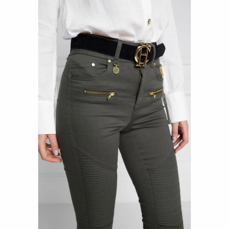 Hot Deals Today Holland Cooper Biker Ladies Jeans - Hunter Green