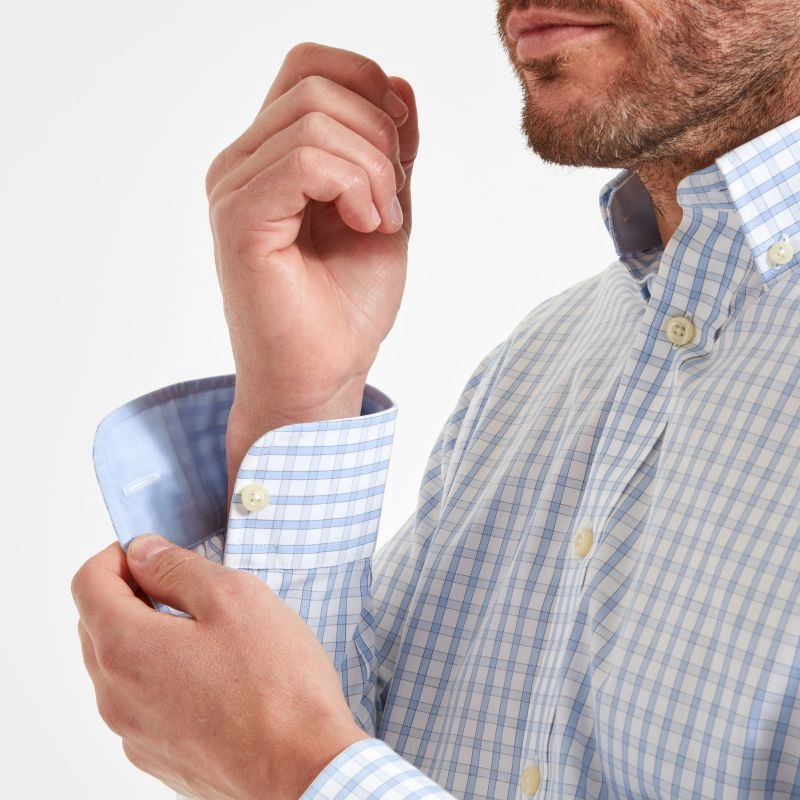 Schoffel Harlyn Tailored Mens Shirt - Blue Check Best Seller Discount Best Deal Online