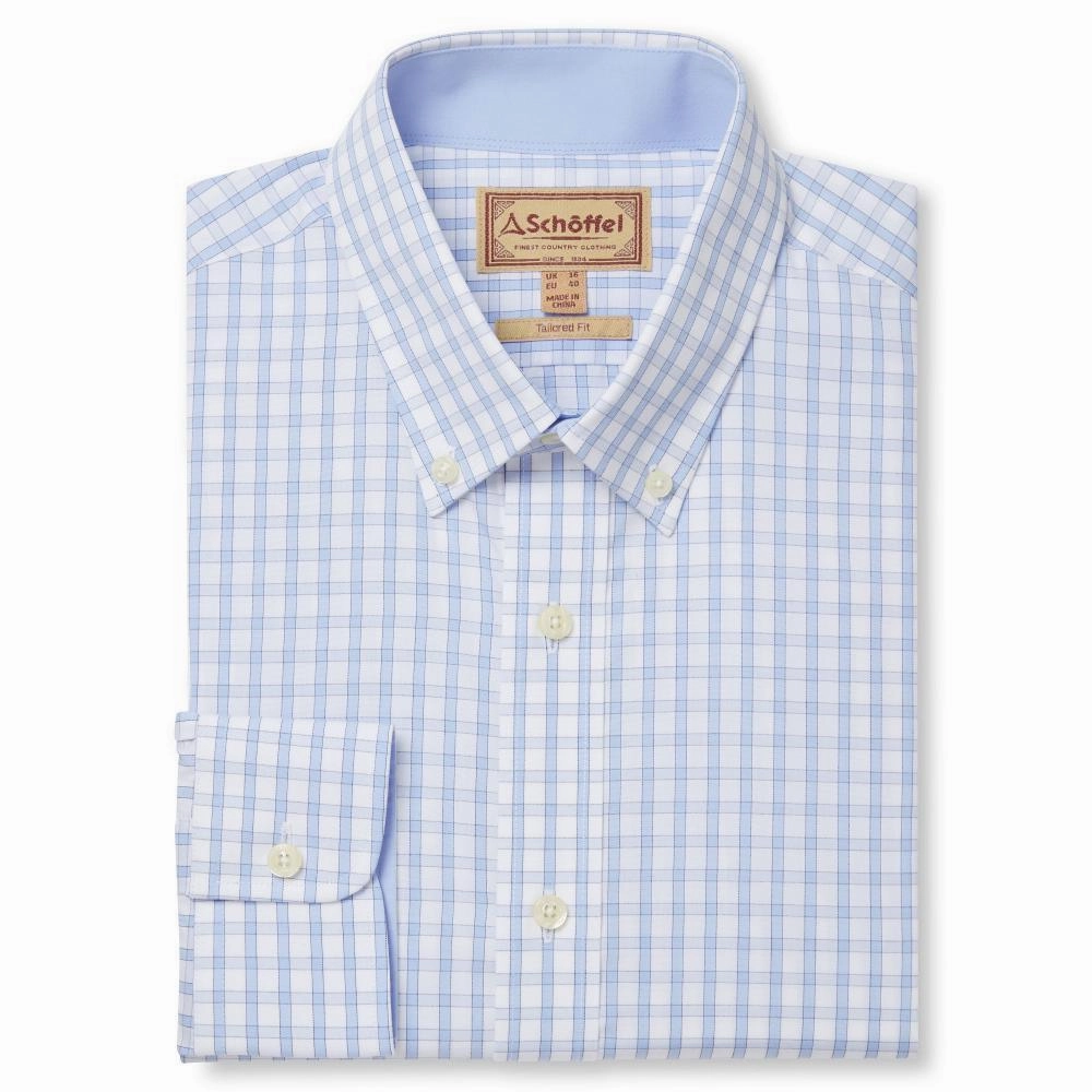 Schoffel Harlyn Tailored Mens Shirt - Blue Check Limited Stock Offer Grab Your Deal Today