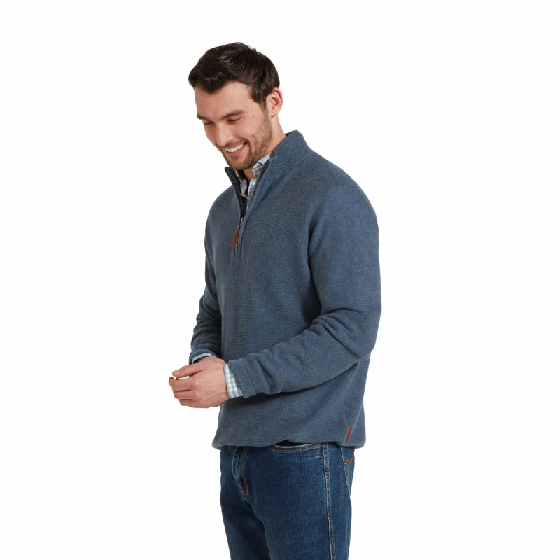 Limited Stock Offer Steal the Deal Now Schoffel Porthleven 1/4 Zip Mens Jumper - Dark Pigeon Blue