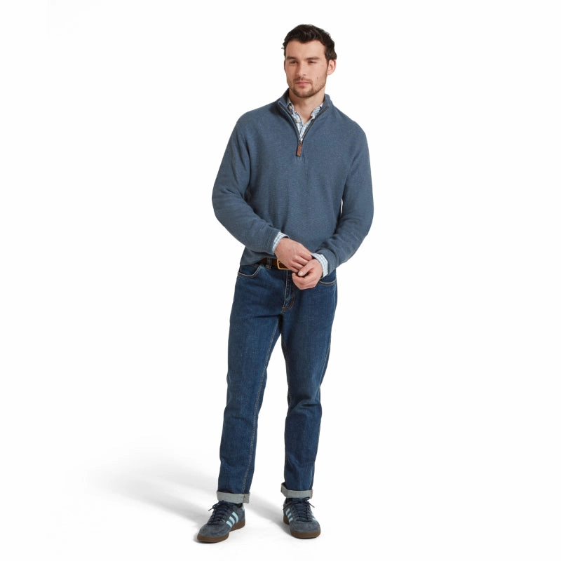 Daily Clearance Deal Biggest Savings Now Schoffel Porthleven 1/4 Zip Mens Jumper - Dark Pigeon Blue