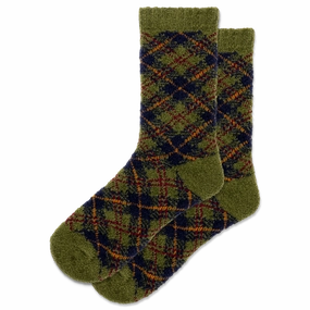 Women'S Diagonal Plaid Feathery Boot Crew Sock Hot Deals Today