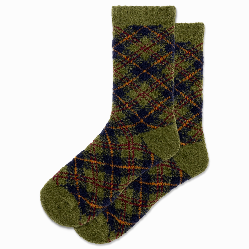 Women'S Diagonal Plaid Feathery Boot Crew Sock Hot Deals Today