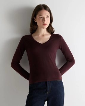 Women'S Imogen Superfine Cashmere V Neck Jumper Claret Red Mega Discount Event Steal the Deal Now