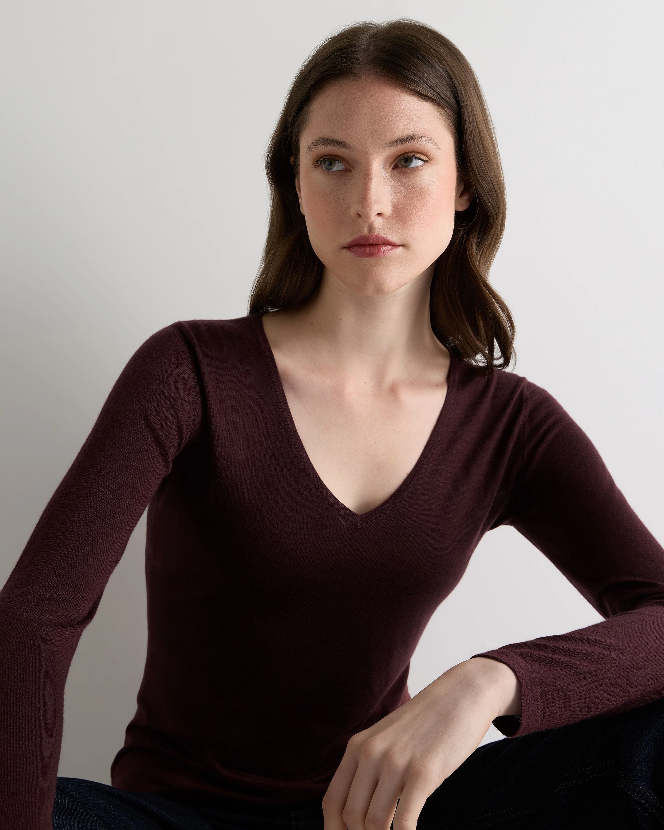 Women'S Imogen Superfine Cashmere V Neck Jumper Claret Red Price Drop Today