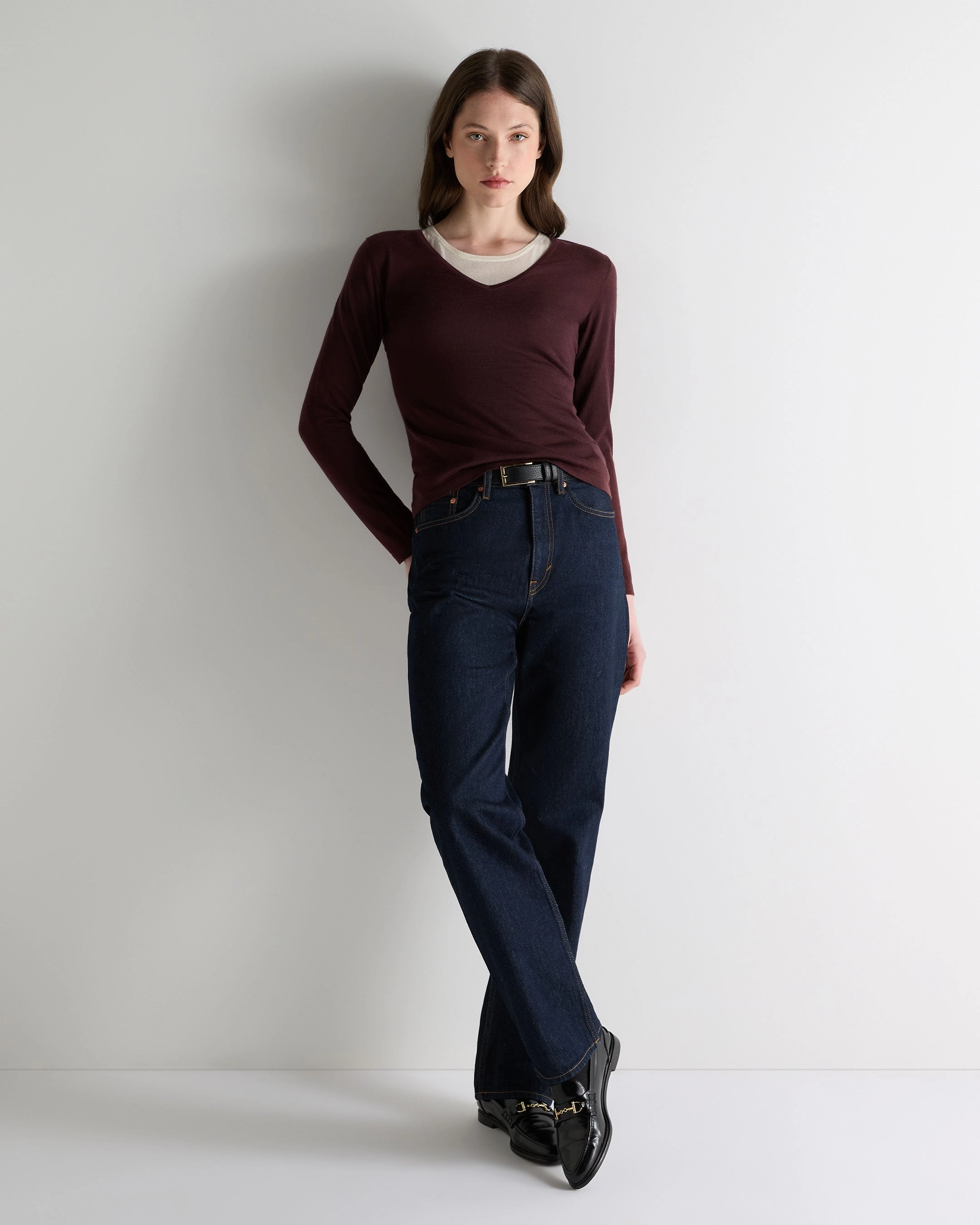 Limited Offer Alert Hot Pick Online Women'S Imogen Superfine Cashmere V Neck Jumper Claret Red