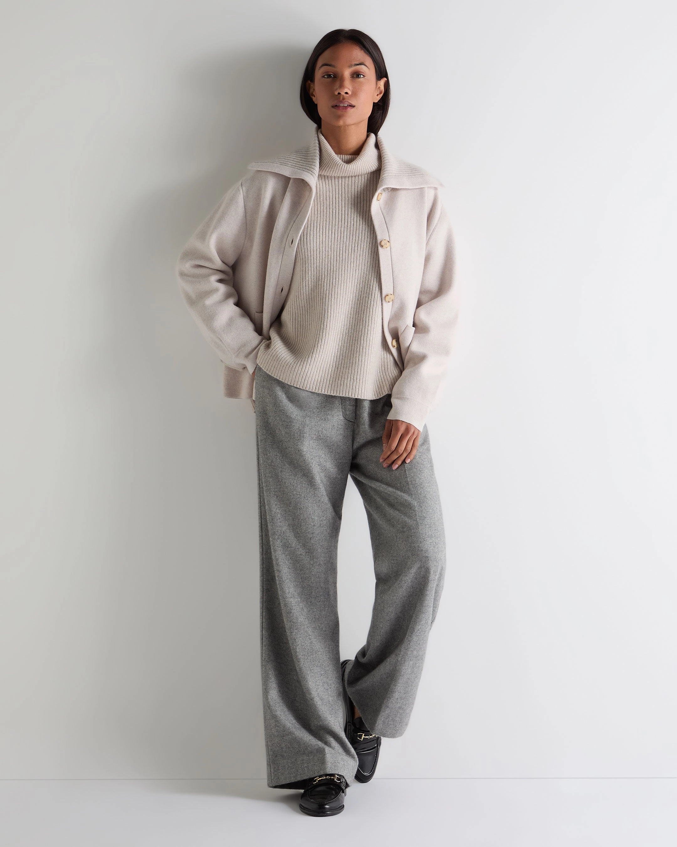 Women'S Luxe Roll Neck Cashmere Jumper Ecru White Sparkle Shop Smart Deals