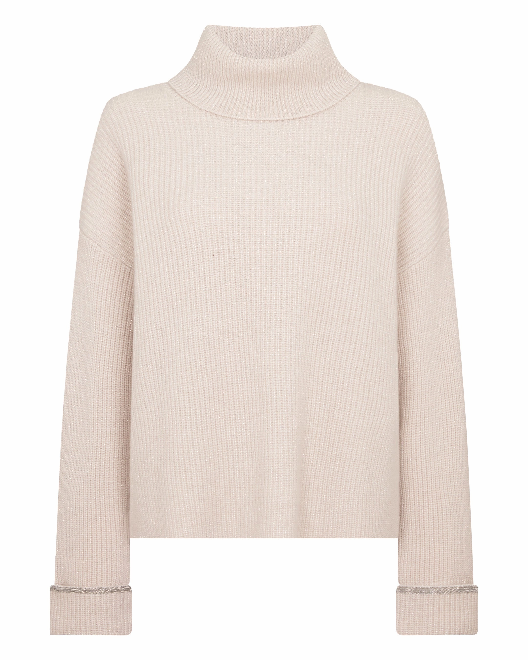 Special Deals Online Women'S Luxe Roll Neck Cashmere Jumper Ecru White Sparkle