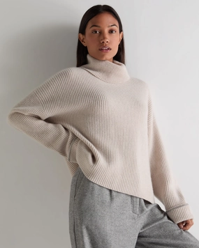 Women'S Luxe Roll Neck Cashmere Jumper Ecru White Sparkle Shop Save Big