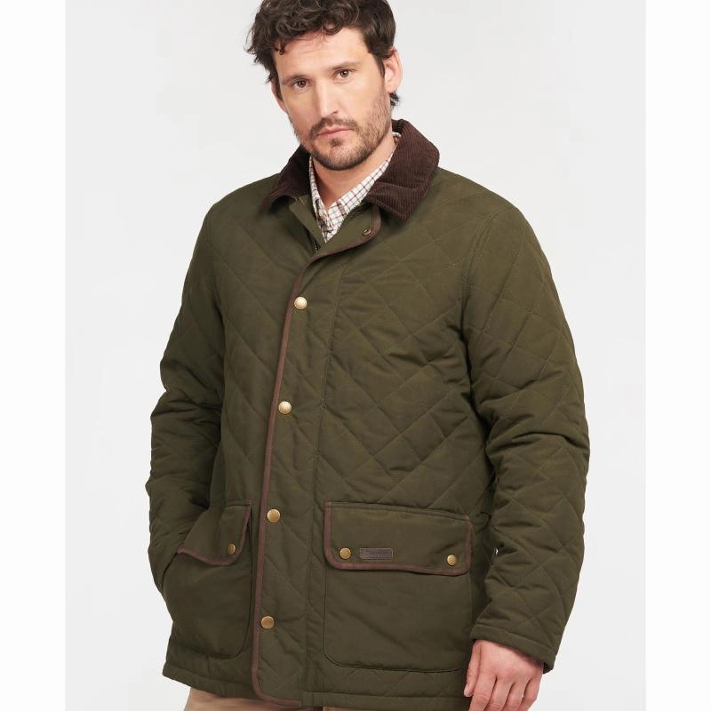 Barbour Burton Mens Quilted Waterproof Jacket - Dark Olive Price Drop Alert Special Price Today