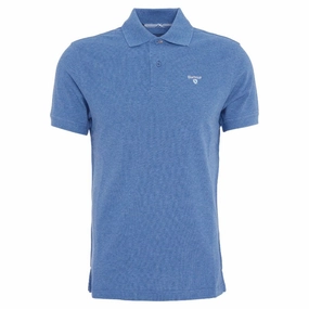 Barbour Tartan Pique Mens Polo Shirt - Dark Chambray Marl Save Today Only