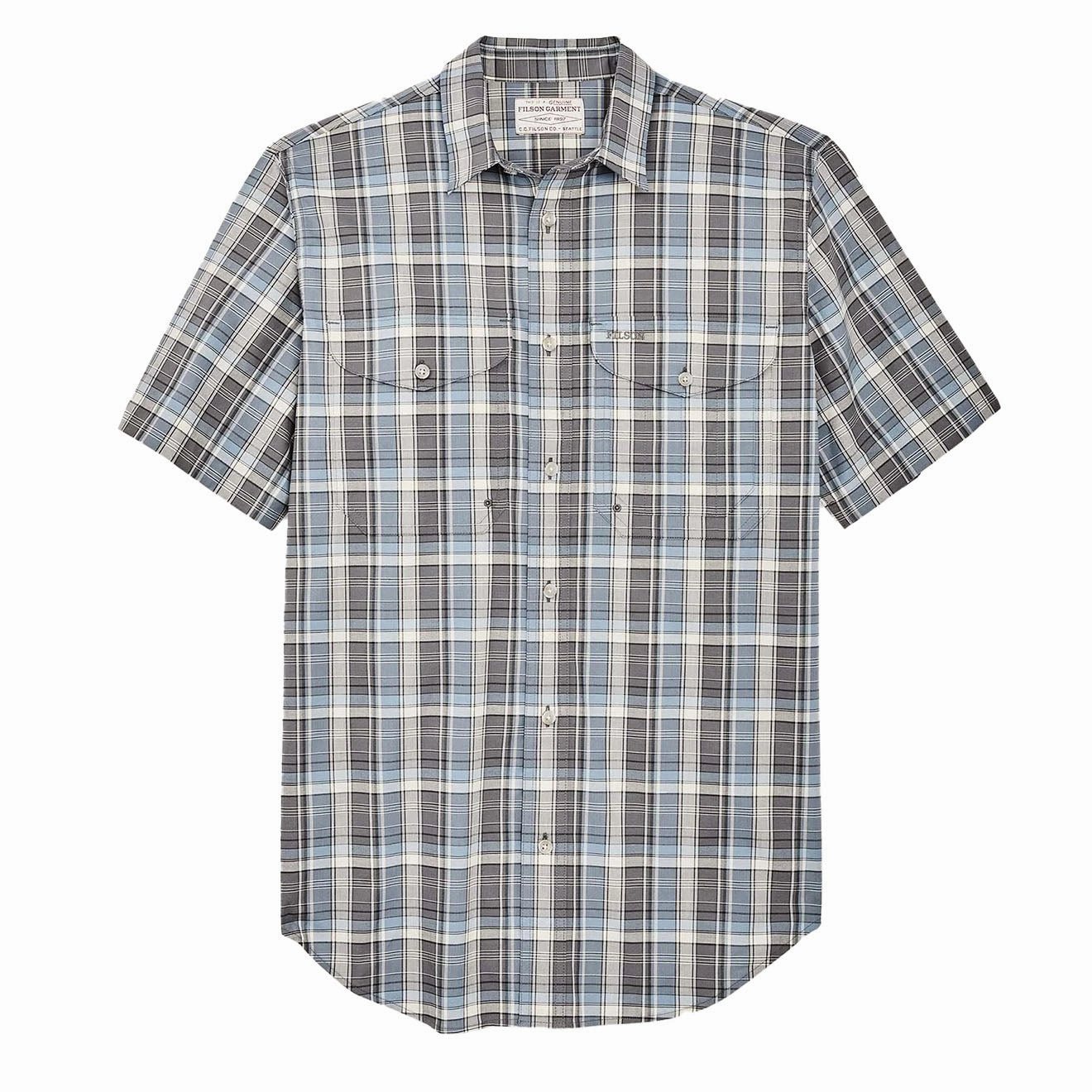 Filson Twin Lakes Short Sleeve Sport Shirt Gray / Blue / Cream Hot Deal Alert Limited Time Offer