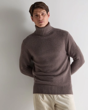 Special Deal Frenzy Limited Time Steal Men'S Brompton Roll Neck Cashmere Jumper Otter Brown