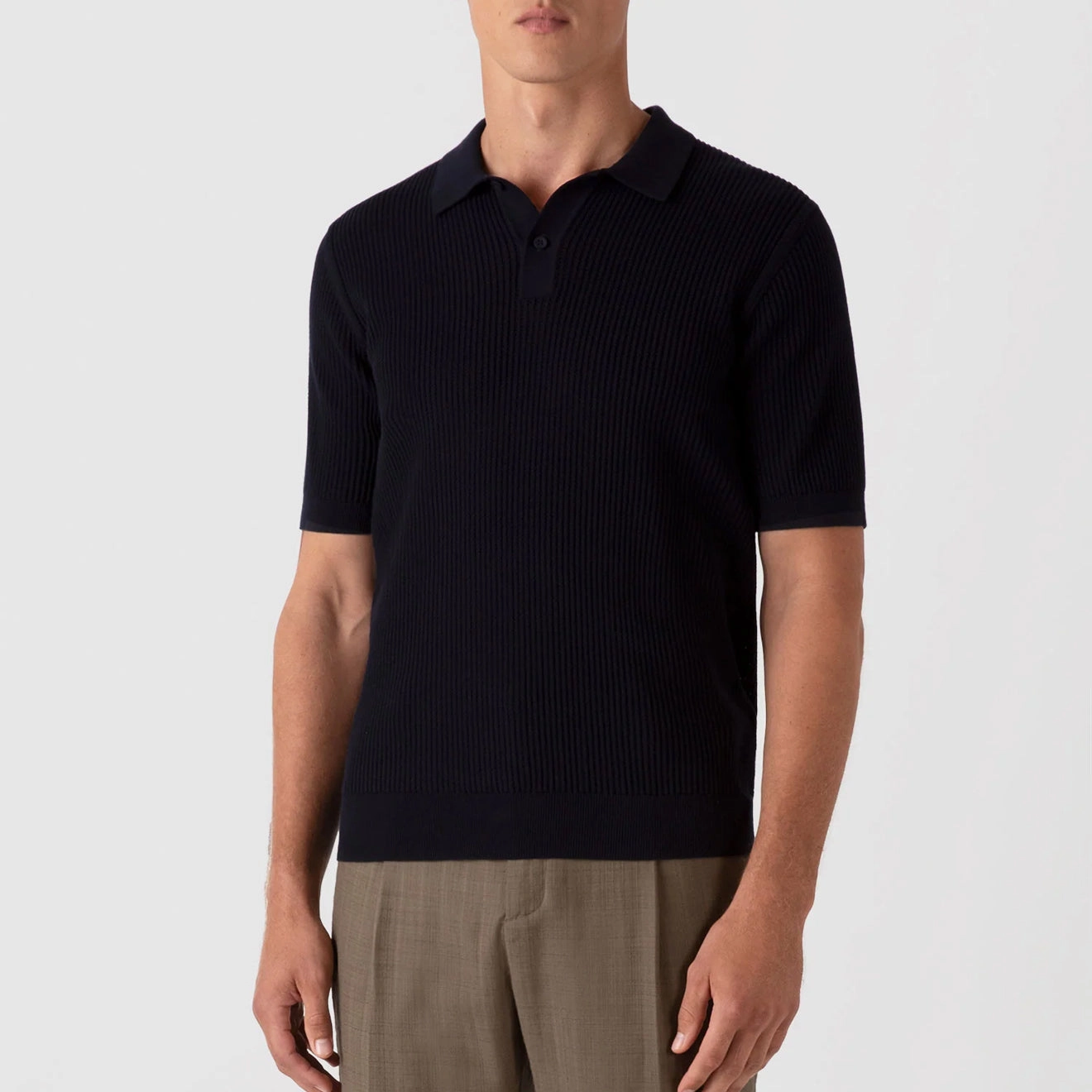 Trending Deals Today Sunspel Mesh Stitch S/S Polo Knitwear Navy