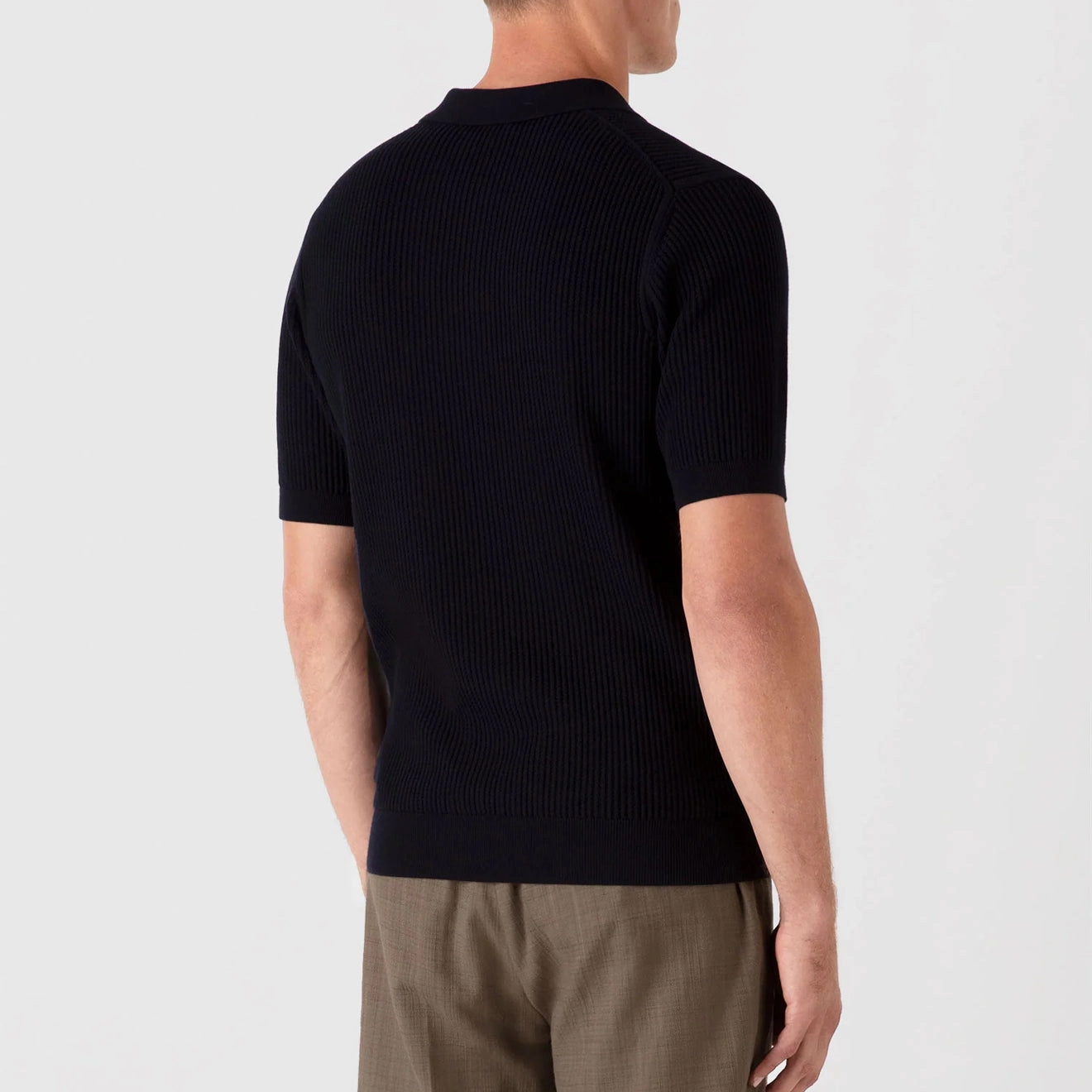 Sunspel Mesh Stitch S/S Polo Knitwear Navy MustHave Clearance