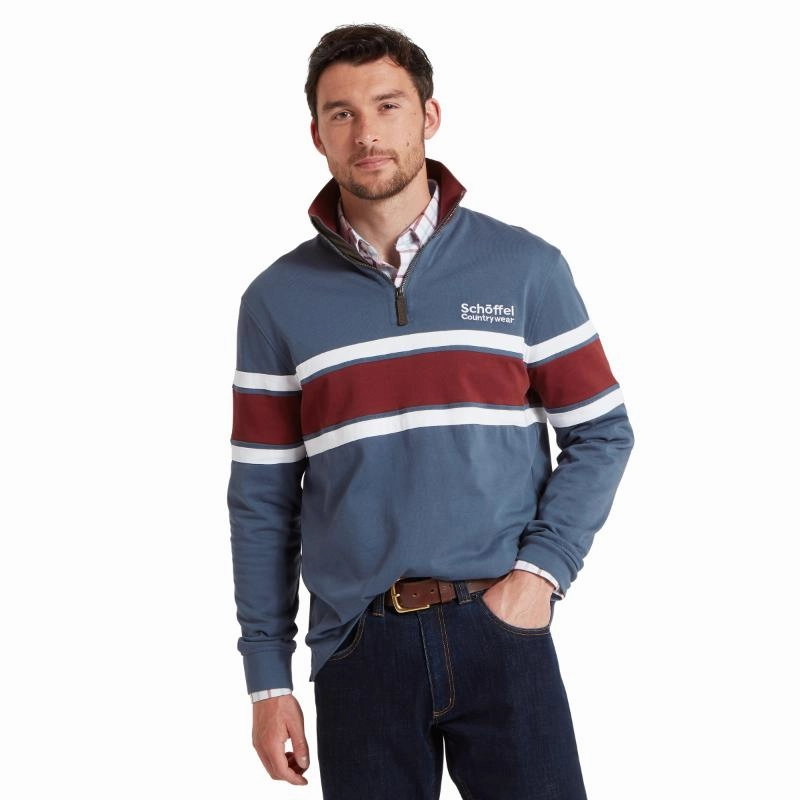 Trending Hot Picks Hot Pick Online Schoffel Exmouth Heritage 1/4 Zip Jumper - Oxford Navy