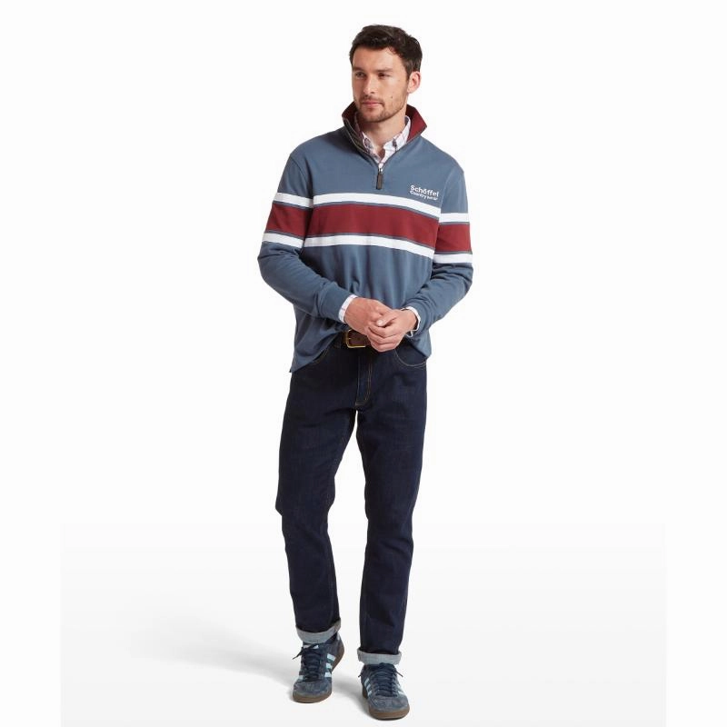 Schoffel Exmouth Heritage 1/4 Zip Jumper - Oxford Navy Clearance Sale Now