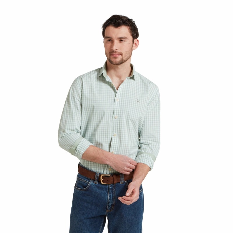 Shop Save Big Schoffel Thorpeness Tailored Mens Shirt - Aqua Sage