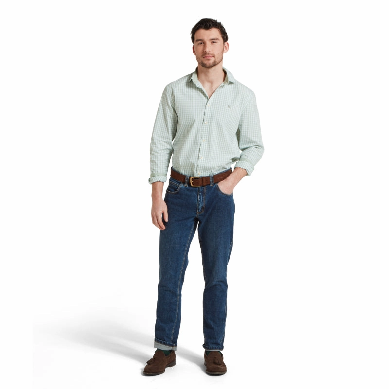 Schoffel Thorpeness Tailored Mens Shirt - Aqua Sage Todays Trending Deals Best Deal Online