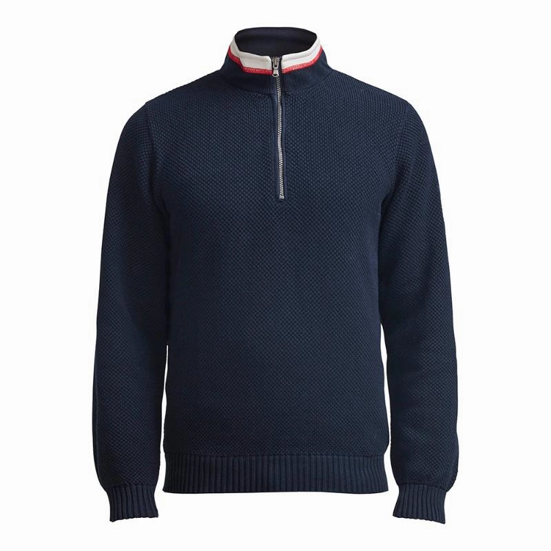 Holebrook Classic Windproof Mens 1/4 Zip Jumper - Navy Mega Savings Now