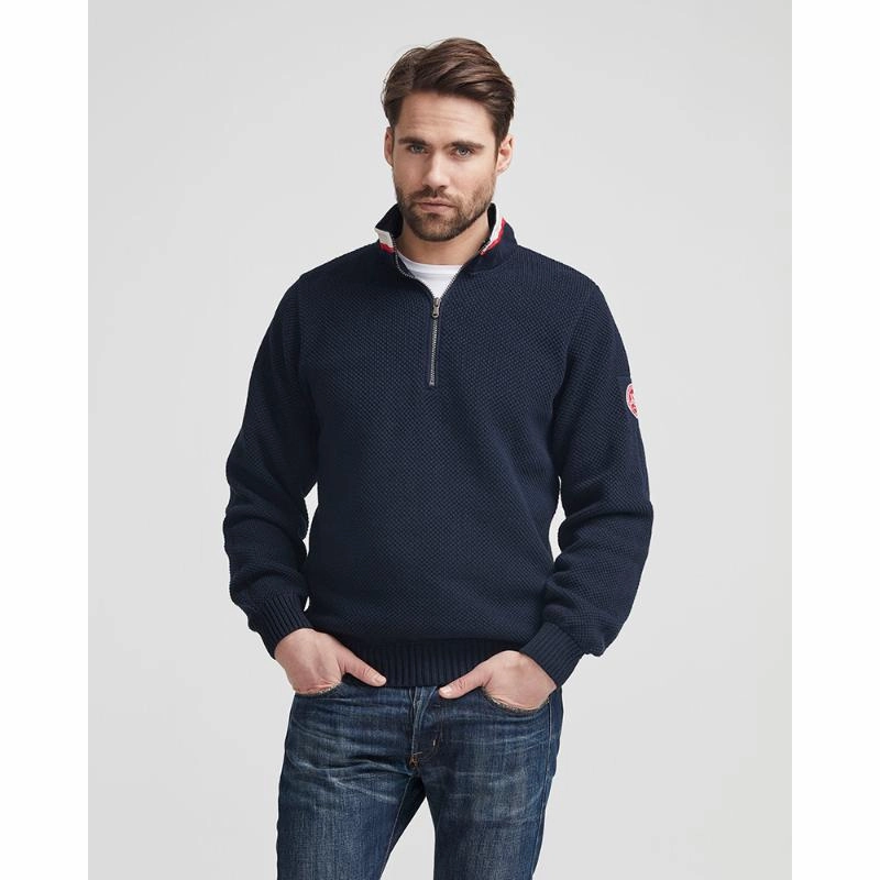 Clearance Event Alert Holebrook Classic Windproof Mens 1/4 Zip Jumper - Navy