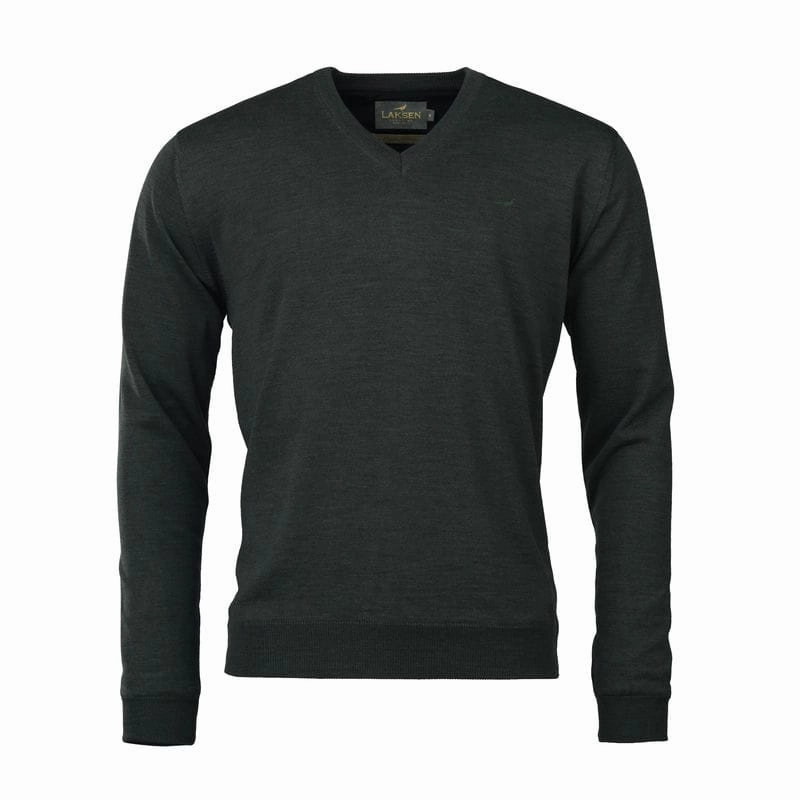 Big Savings Event Laksen Grantham Windstopper V-Neck Merino Mens Jumper - Olive