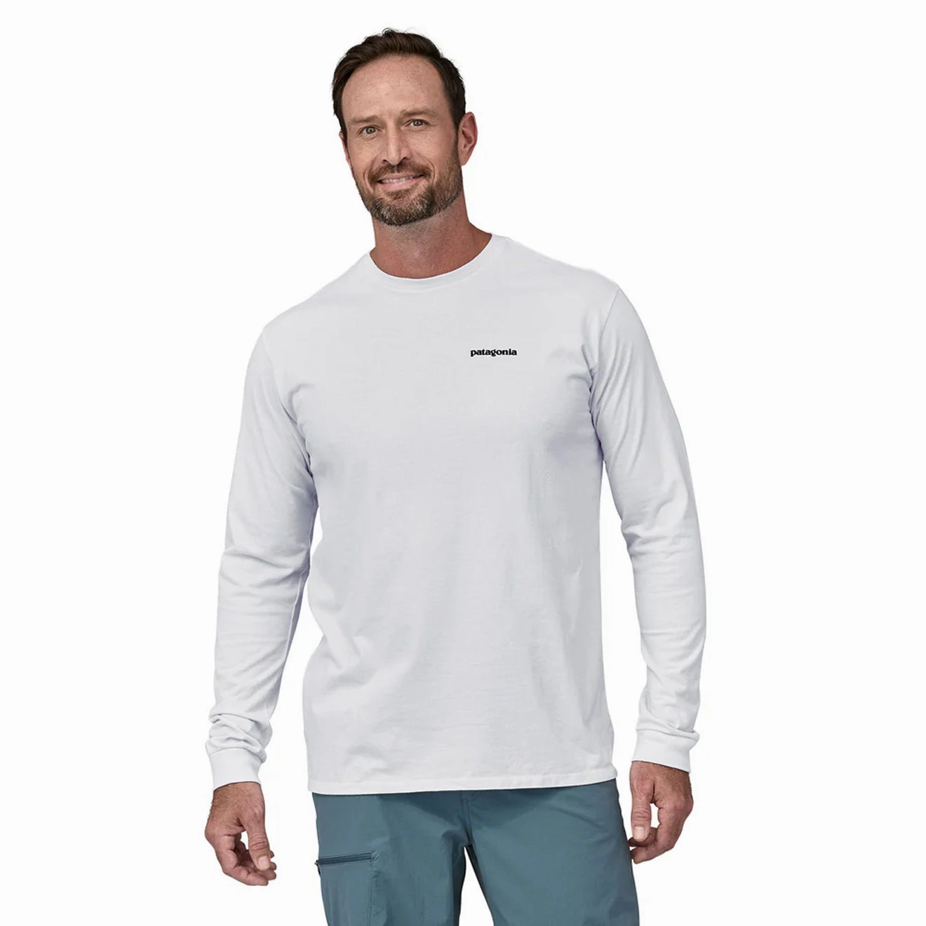 Patagonia L/S P-6 Logo Responsibili-Tee White Daily Special Offer Exclusive Online Offer