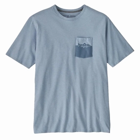 Patagonia Wild Waterline Pocket Responsibili-Tee Steam Blue Clearance Event Today Special Price Offer