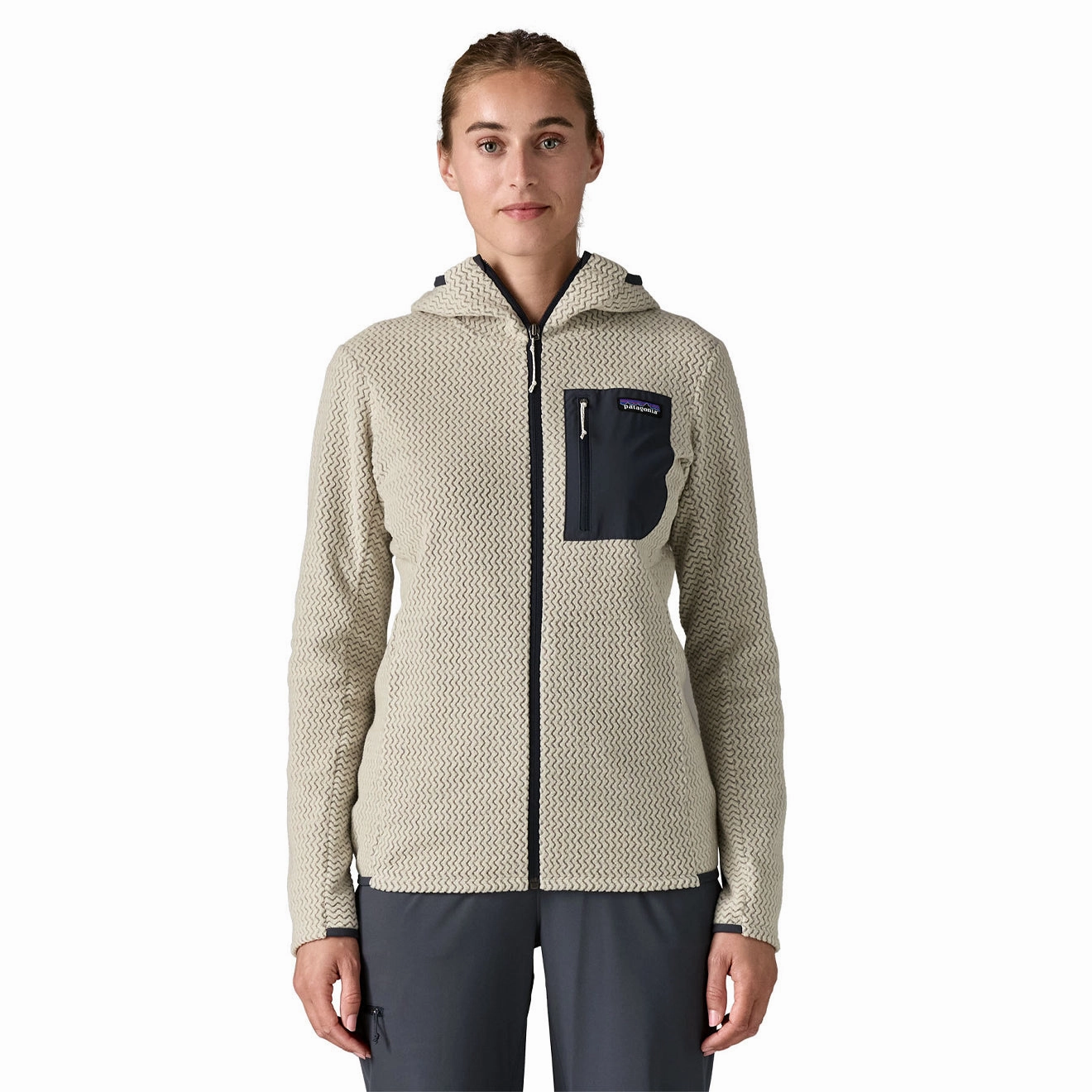 Patagonia Womens R1 Air Fleece Full-Zip Hoody Wool White Big Price Drop