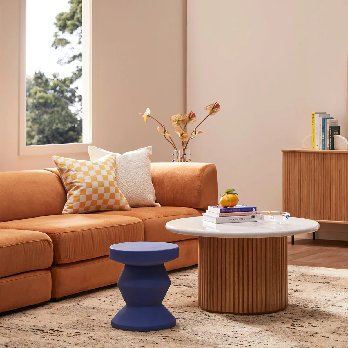 Pedestal Side Table (Vivid Blue)
