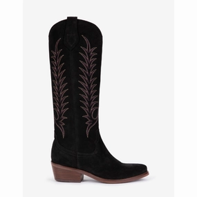 Penelope Chilvers Blanca Embroidered Suede Ladies Cowboy Boot - Black Hot Offer Event