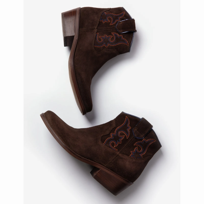 Save More Now Penelope Chilvers Cassidy Suede Embroidered Ladies Boot - Bitter Chocolate