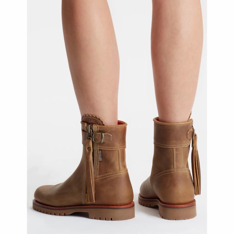 Limited Time Steal Penelope Chilvers Cropped Tassel Ladies Leather Boot - Biscuit