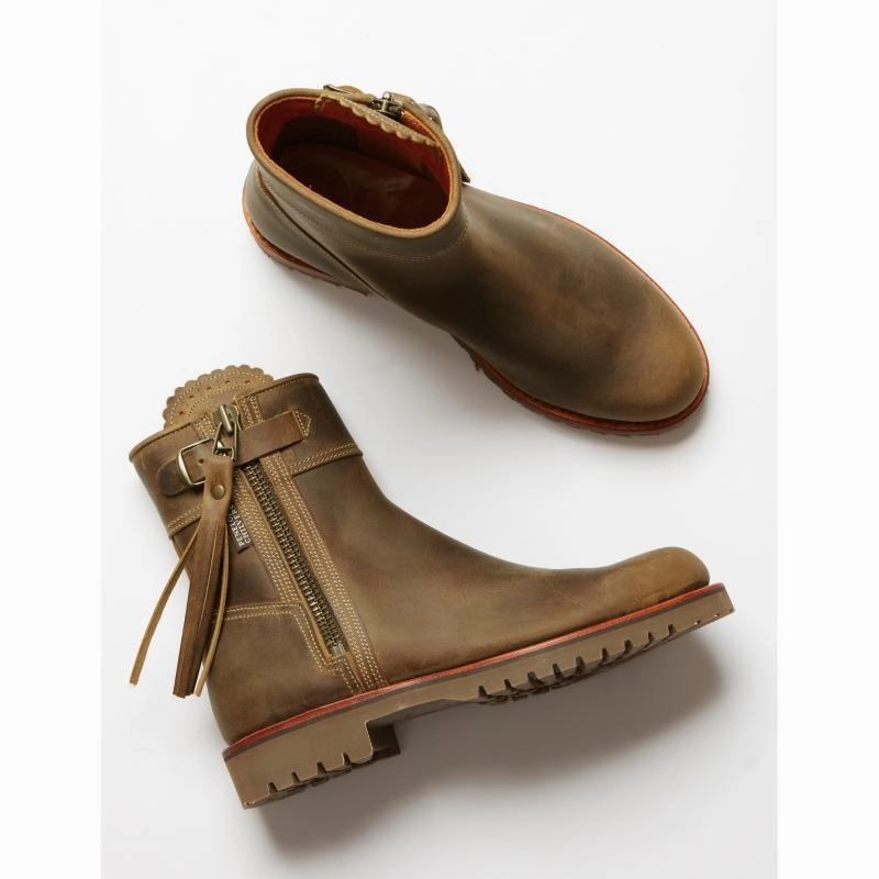 Shop Now Save Best Seller Deal Penelope Chilvers Cropped Tassel Ladies Leather Boot - Biscuit