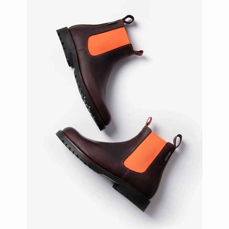 Penelope Chilvers Nelson Ladies Leather Ankle Boot - Conker/Neon Orange Big Hot Sale