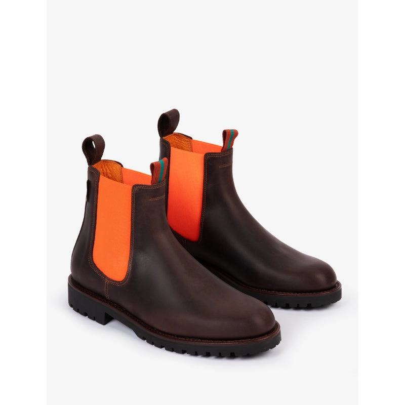 Penelope Chilvers Nelson Ladies Leather Ankle Boot - Conker/Neon Orange Unmissable Deal Today Hot Sale Today