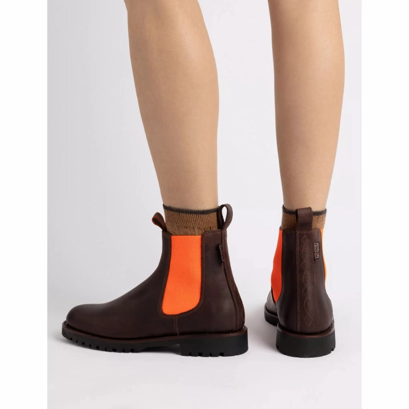 Penelope Chilvers Nelson Ladies Leather Ankle Boot - Conker/Neon Orange Flash Pick Today Best Deal Today